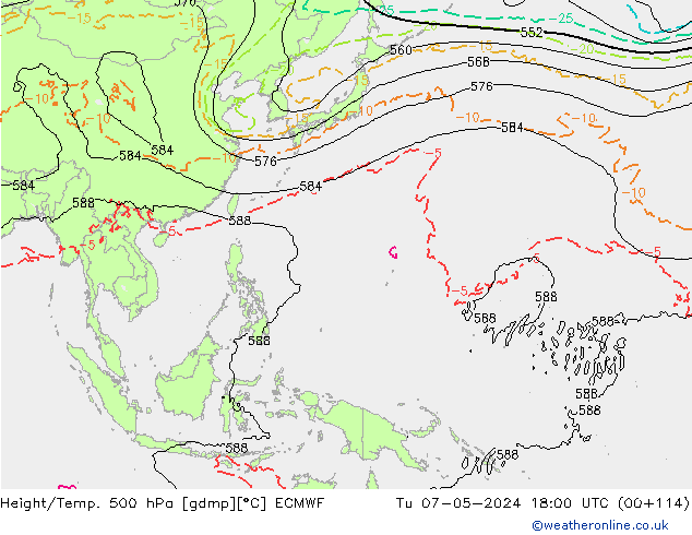 Géop./Temp. 500 hPa ECMWF mar 07.05.2024 18 UTC