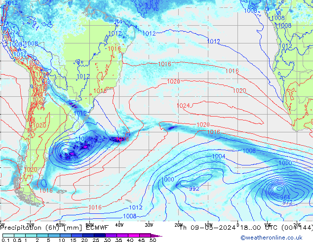 Z500/Rain (+SLP)/Z850 ECMWF Th 09.05.2024 00 UTC