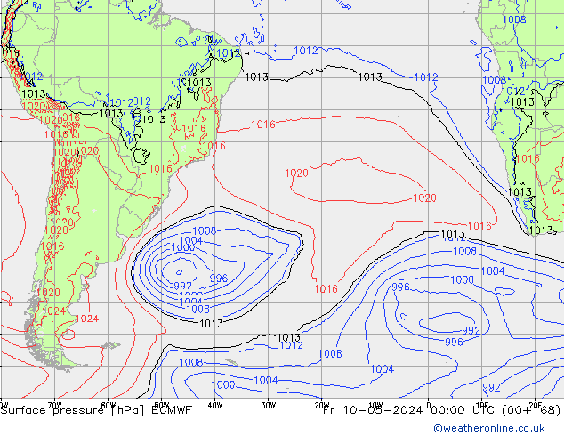 Surface pressure ECMWF Fr 10.05.2024 00 UTC