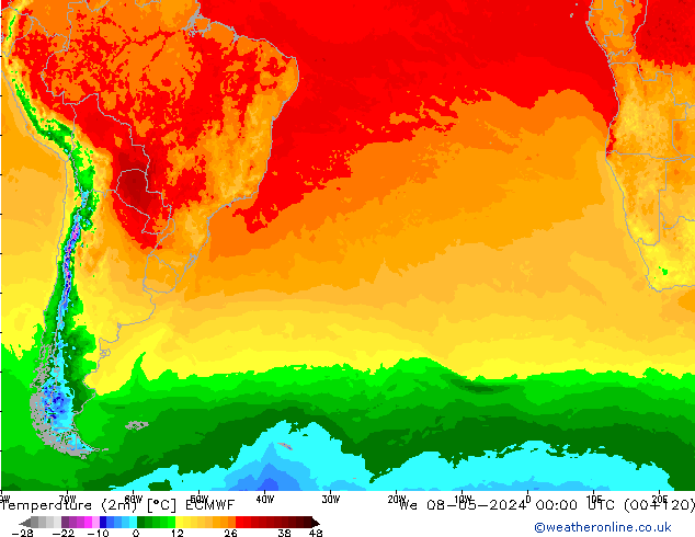 Temperature (2m) ECMWF We 08.05.2024 00 UTC