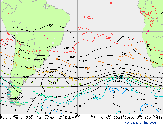 Z500/Yağmur (+YB)/Z850 ECMWF Cu 10.05.2024 00 UTC