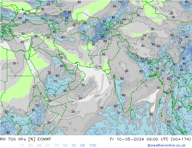 RH 700 hPa ECMWF Fr 10.05.2024 06 UTC