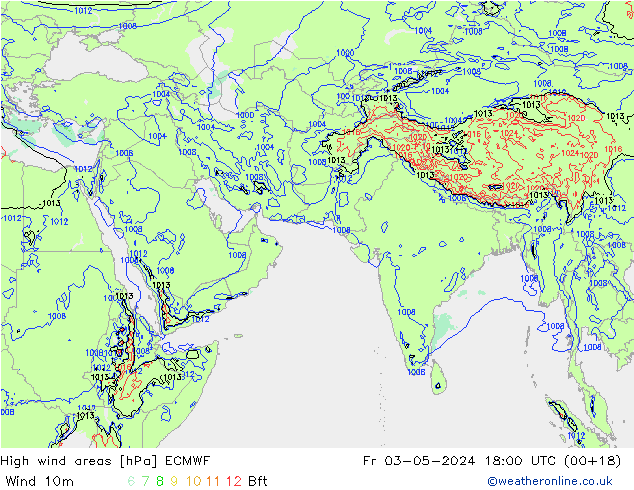 High wind areas ECMWF Sex 03.05.2024 18 UTC