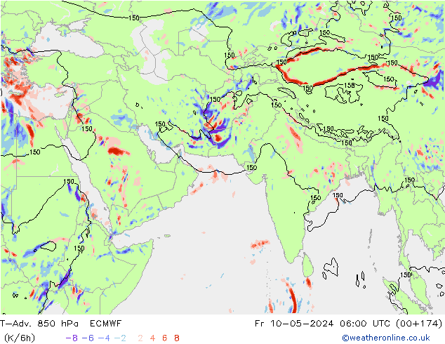 T-Adv. 850 hPa ECMWF  10.05.2024 06 UTC