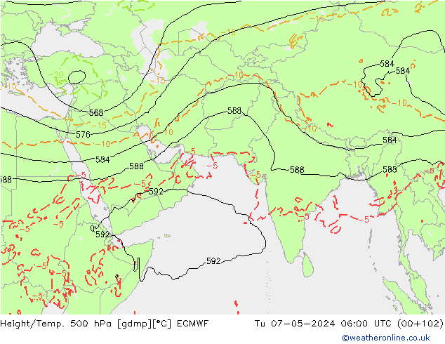 Z500/Regen(+SLP)/Z850 ECMWF di 07.05.2024 06 UTC