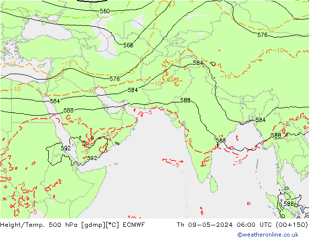 Height/Temp. 500 hPa ECMWF Th 09.05.2024 06 UTC