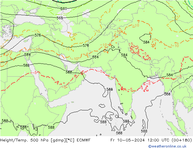 Z500/Rain (+SLP)/Z850 ECMWF Fr 10.05.2024 12 UTC