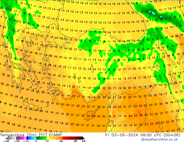 température (2m) ECMWF ven 03.05.2024 06 UTC