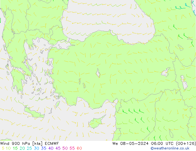 Rüzgar 900 hPa ECMWF Çar 08.05.2024 06 UTC