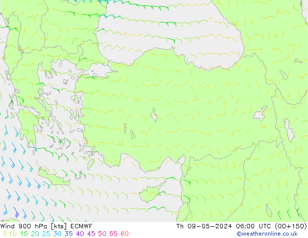 Wind 900 hPa ECMWF Th 09.05.2024 06 UTC