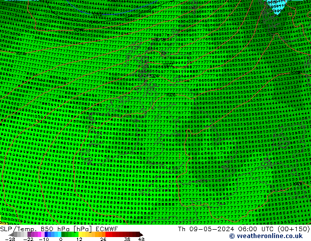 SLP/Temp. 850 hPa ECMWF Do 09.05.2024 06 UTC