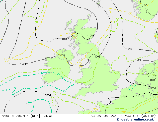 Theta-e 700hPa ECMWF dom 05.05.2024 00 UTC