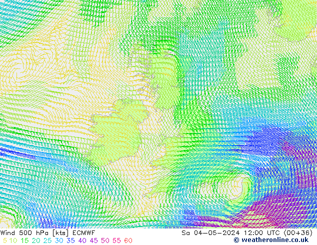 Rüzgar 500 hPa ECMWF Cts 04.05.2024 12 UTC