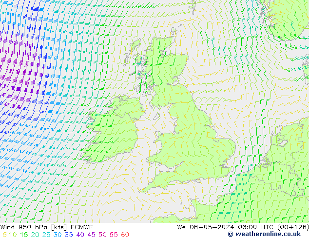 Wind 950 hPa ECMWF We 08.05.2024 06 UTC