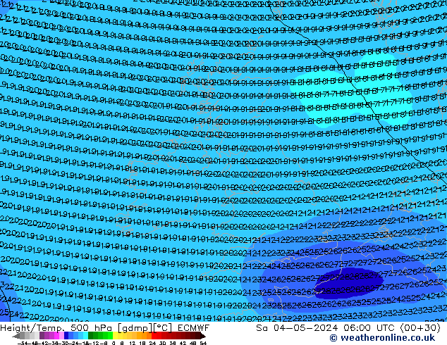 Height/Temp. 500 гПа ECMWF сб 04.05.2024 06 UTC