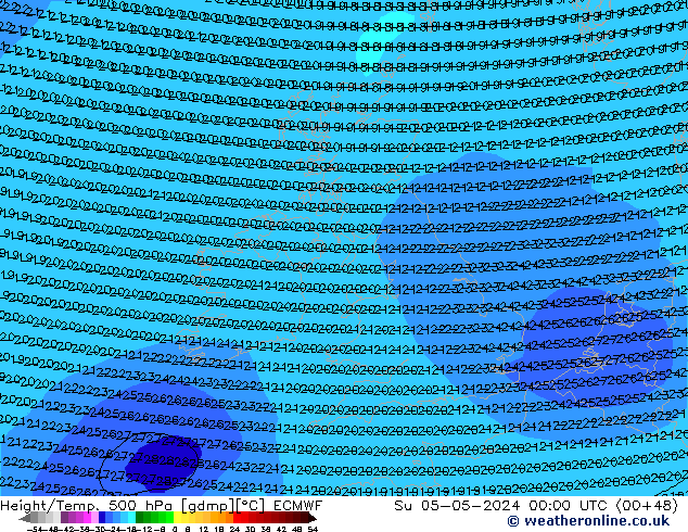 Z500/Rain (+SLP)/Z850 ECMWF Dom 05.05.2024 00 UTC