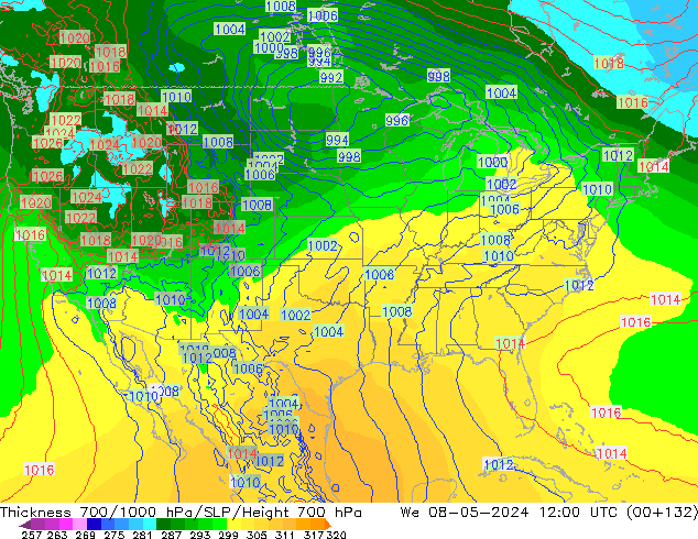 700-1000 hPa Kalınlığı ECMWF Çar 08.05.2024 12 UTC