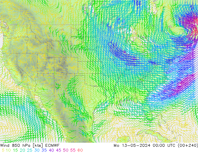 Wind 850 hPa ECMWF Mo 13.05.2024 00 UTC