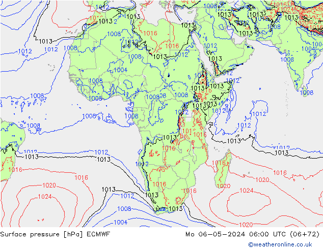 pressão do solo ECMWF Seg 06.05.2024 06 UTC