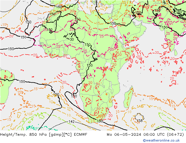 Géop./Temp. 850 hPa ECMWF lun 06.05.2024 06 UTC