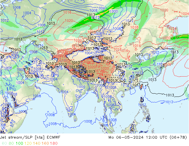 Jet stream/SLP ECMWF Mo 06.05.2024 12 UTC