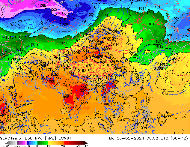 SLP/Temp. 850 hPa ECMWF ma 06.05.2024 06 UTC