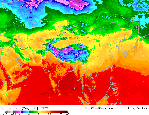 Temperature (2m) ECMWF Su 05.05.2024 00 UTC