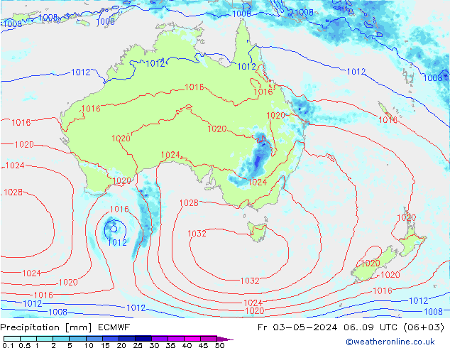 Srážky ECMWF Pá 03.05.2024 09 UTC