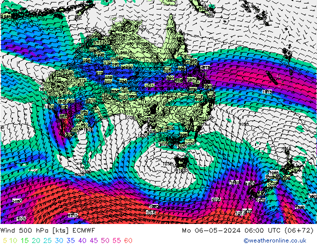 Wind 500 hPa ECMWF Mo 06.05.2024 06 UTC
