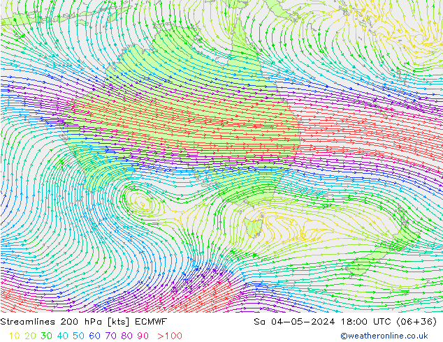 Rüzgar 200 hPa ECMWF Cts 04.05.2024 18 UTC