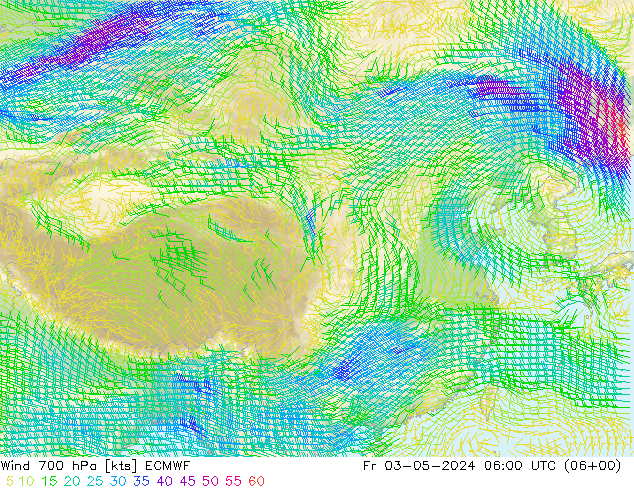 风 700 hPa ECMWF 星期五 03.05.2024 06 UTC