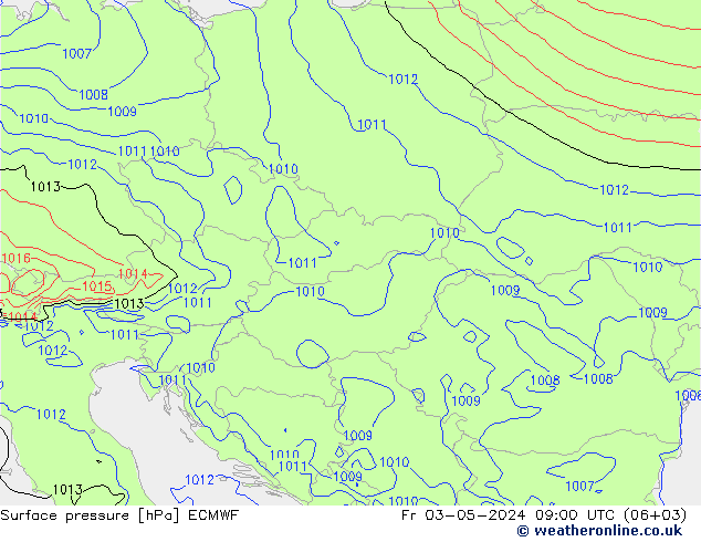 pression de l'air ECMWF ven 03.05.2024 09 UTC