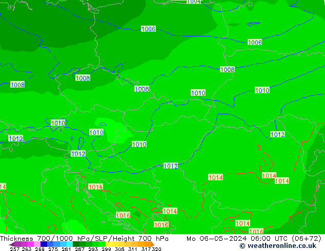 Thck 700-1000 hPa ECMWF Po 06.05.2024 06 UTC