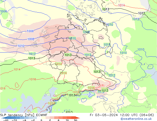 Tendencia de presión ECMWF vie 03.05.2024 12 UTC
