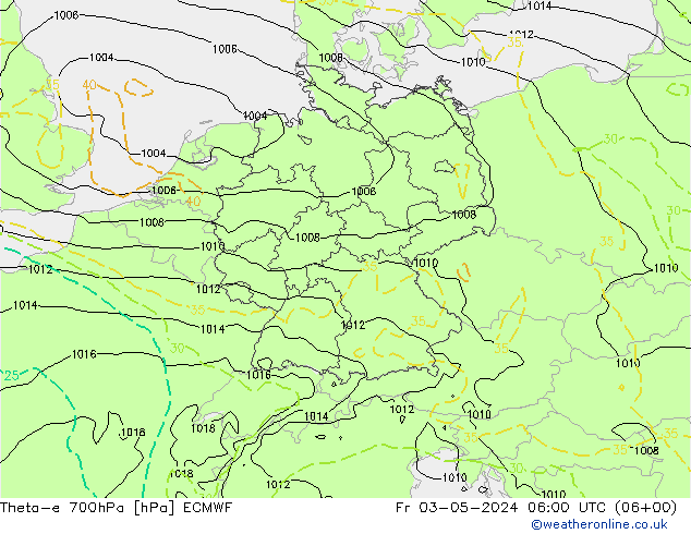 Theta-e 700гПа ECMWF пт 03.05.2024 06 UTC