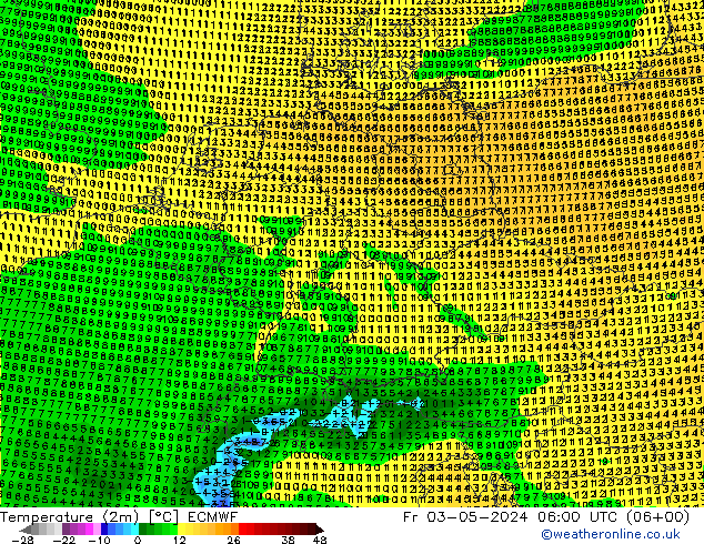 Temperatura (2m) ECMWF Sex 03.05.2024 06 UTC