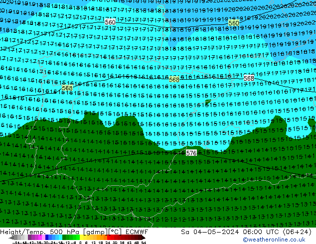 Z500/Rain (+SLP)/Z850 ECMWF Sa 04.05.2024 06 UTC