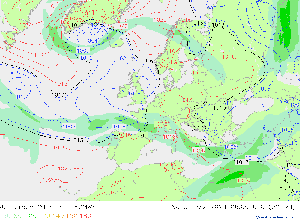 Polarjet/Bodendruck ECMWF Sa 04.05.2024 06 UTC