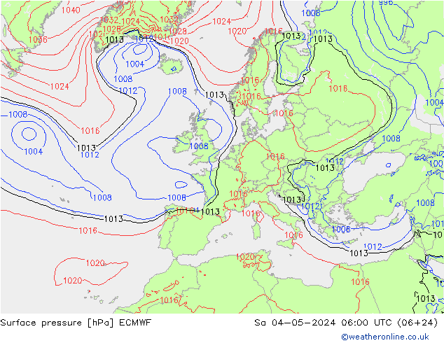 ciśnienie ECMWF so. 04.05.2024 06 UTC