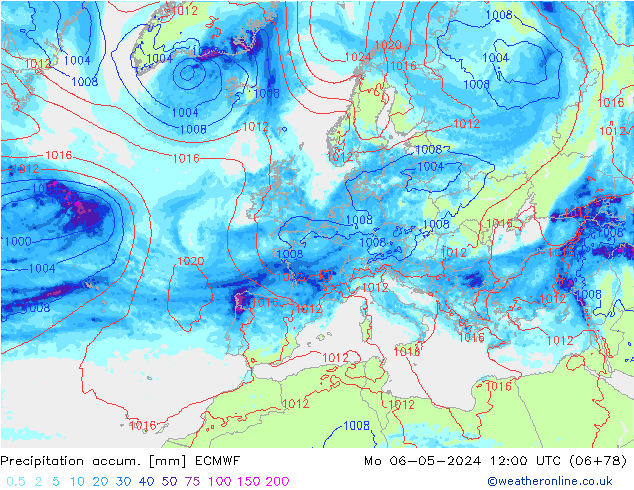 Precipitation accum. ECMWF  06.05.2024 12 UTC