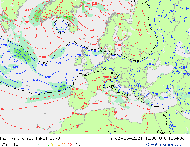 High wind areas ECMWF Sex 03.05.2024 12 UTC