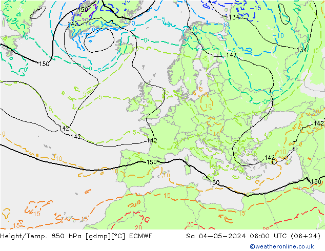 Height/Temp. 850 hPa ECMWF Sa 04.05.2024 06 UTC