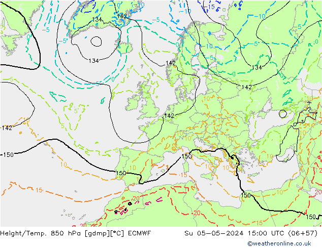 Yükseklik/Sıc. 850 hPa ECMWF Paz 05.05.2024 15 UTC