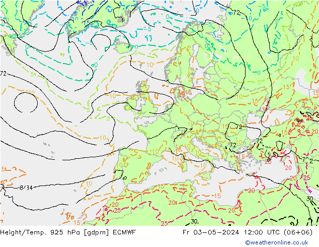 Géop./Temp. 925 hPa ECMWF ven 03.05.2024 12 UTC