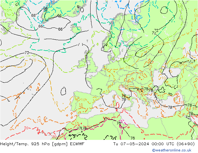 Height/Temp. 925 hPa ECMWF  07.05.2024 00 UTC