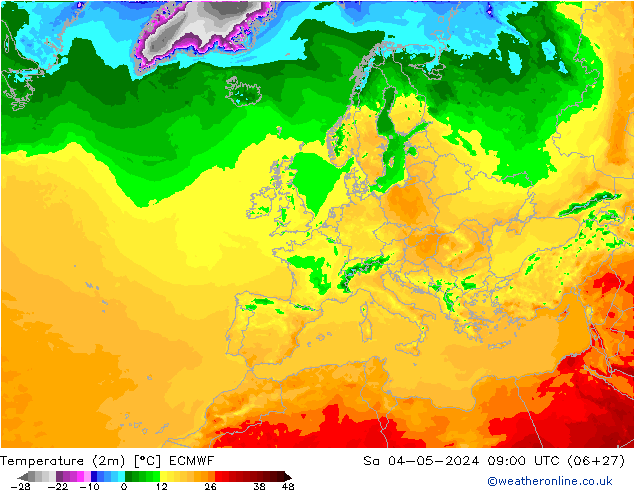 température (2m) ECMWF sam 04.05.2024 09 UTC
