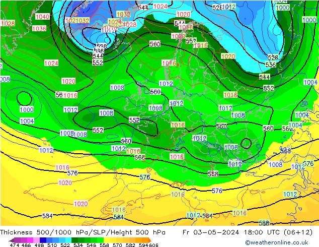 Thck 500-1000hPa ECMWF ven 03.05.2024 18 UTC