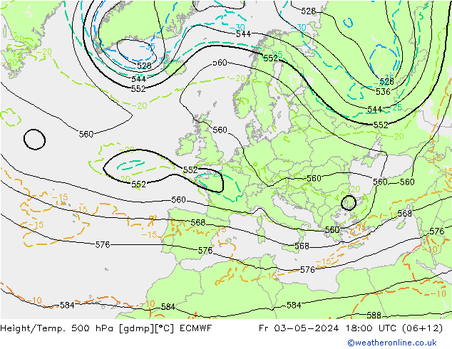 Z500/Rain (+SLP)/Z850 ECMWF  03.05.2024 18 UTC