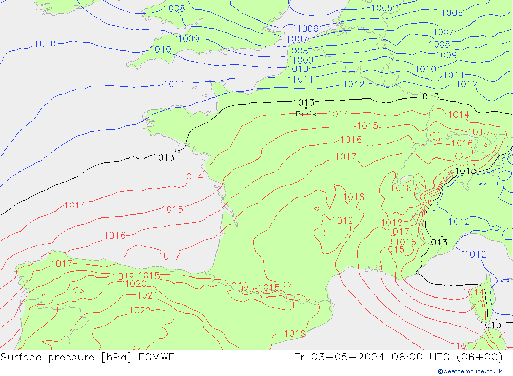 Yer basıncı ECMWF Cu 03.05.2024 06 UTC