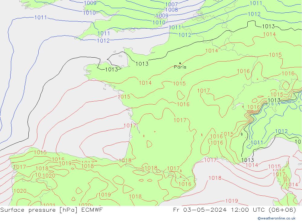 Bodendruck ECMWF Fr 03.05.2024 12 UTC